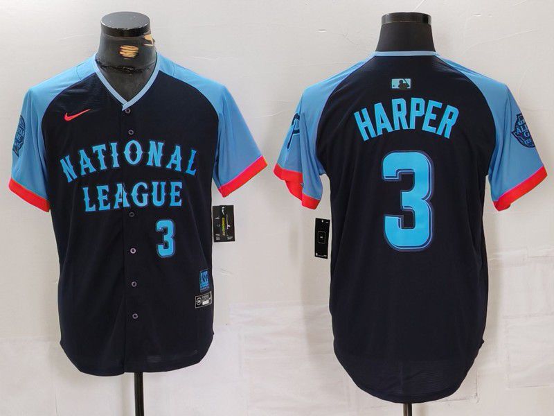 Men Philadelphia Phillies #3 Harper Blue All star 2024 Nike MLB Jersey style 5->philadelphia phillies->MLB Jersey